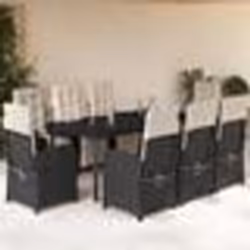 vidaXL Ensemble à manger de jardin 9pcs coussins noir résine tressée