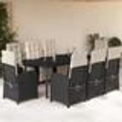 vidaXL Ensemble à manger de jardin 9pcs coussins noir résine tressée