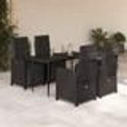 vidaXL Ensemble à manger de jardin coussins 5pcs Noir Résine tressée