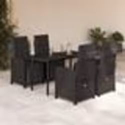 vidaXL Ensemble à manger de jardin coussins 5pcs Noir Résine tressée
