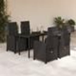 vidaXL Ensemble à manger de jardin coussins 5pcs Noir Résine tressée