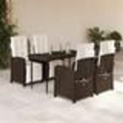 vidaXL Ensemble à manger de jardin 5 pcs et coussins marron poly rotin