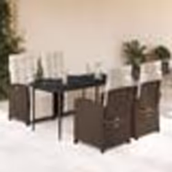 vidaXL Ensemble à manger de jardin 5 pcs et coussins marron poly rotin