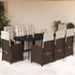vidaXL Ensemble à manger de jardin et coussins 9 pcs marron poly rotin