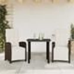 vidaXL Ensemble de bistro 3 pcs avec coussins marron résine tressée