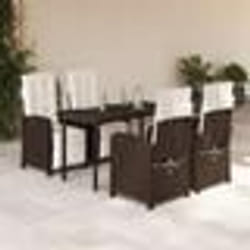 vidaXL Ensemble à manger de jardin 5 pcs et coussins marron poly rotin