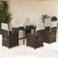 vidaXL Ensemble à manger de jardin et coussins 7 pcs marron rotin