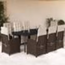 vidaXL Ensemble à manger de jardin et coussins 9 pcs marron poly rotin