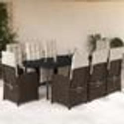 vidaXL Ensemble à manger de jardin et coussins 9 pcs marron poly rotin