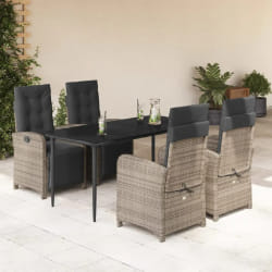 vidaXL Ensemble à manger de jardin 5 pcs coussins gris résine tressée