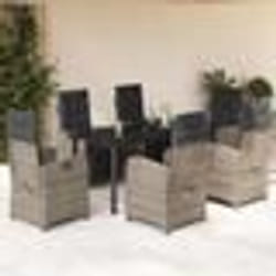 vidaXL Ensemble à manger de jardin et coussins 7 pcs gris rotin