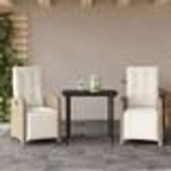 vidaXL Ensemble de bistro 3 pcs avec coussins beige résine tressée