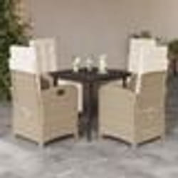 vidaXL Ensemble à manger de jardin avec coussins 5pcs Beige poly rotin