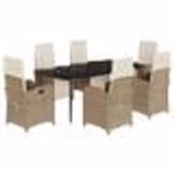 vidaXL Ensemble à manger de jardin et coussins 7 pcs beige poly rotin