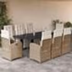 vidaXL Ensemble à manger de jardin et coussins 9 pcs beige Poly rotin