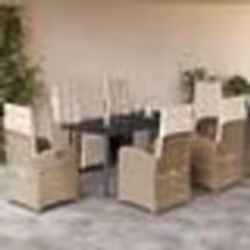 vidaXL Ensemble à manger de jardin et coussins 7 pcs beige poly rotin