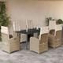 vidaXL Ensemble à manger de jardin et coussins 7 pcs beige poly rotin