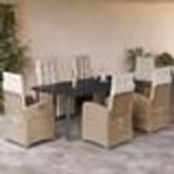 vidaXL Ensemble à manger de jardin et coussins 7 pcs beige poly rotin