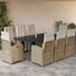 vidaXL Ensemble à manger de jardin et coussins 9 pcs beige Poly rotin