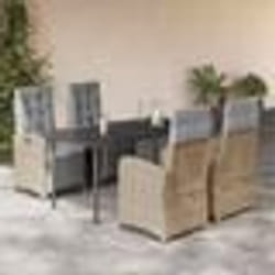 vidaXL Ensemble à manger de jardin avec coussins 5pcs Beige poly rotin