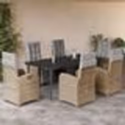 vidaXL Ensemble à manger de jardin et coussins 7 pcs beige poly rotin