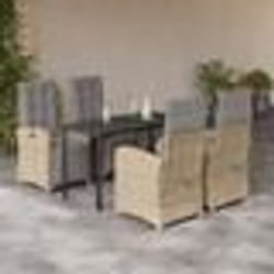 vidaXL Ensemble à manger de jardin avec coussins 5pcs Beige poly rotin