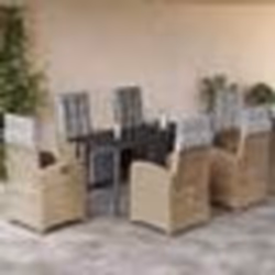 vidaXL Ensemble à manger de jardin et coussins 7 pcs beige poly rotin