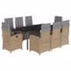 vidaXL Ensemble à manger de jardin et coussins 9 pcs beige Poly rotin