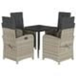vidaXL Ensemble à manger de jardin et coussins 5 pcs gris clair rotin