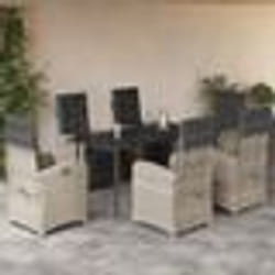 vidaXL Ensemble à manger de jardin et coussins 7 pcs gris clair rotin