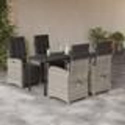 vidaXL Ensemble à manger de jardin et coussins 5 pcs gris clair rotin