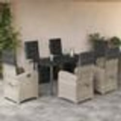 vidaXL Ensemble à manger de jardin et coussins 7 pcs gris clair rotin