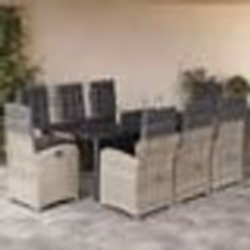 vidaXL Ensemble à manger de jardin et coussins 9 pcs gris clair rotin