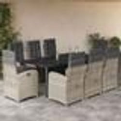 vidaXL Ensemble à manger de jardin et coussins 9 pcs gris clair rotin