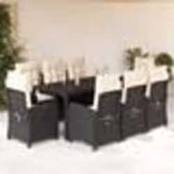 vidaXL Ensemble à manger de jardin 9pcs coussins noir résine tressée