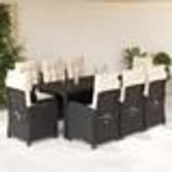 vidaXL Ensemble à manger de jardin 9pcs coussins noir résine tressée