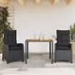 vidaXL Ensemble à manger de jardin avec coussins 3 pcs Noir