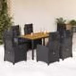 vidaXL Ensemble à manger de jardin coussins 7pcs Noir Résine tressée