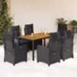 vidaXL Ensemble à manger de jardin coussins 7pcs Noir Résine tressée