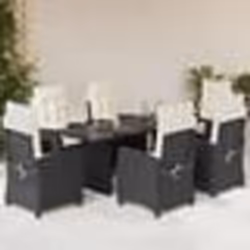vidaXL Ensemble à manger de jardin coussins 7pcs Noir Résine tressée