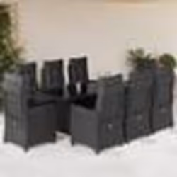 vidaXL Ensemble à manger de jardin 9pcs coussins noir résine tressée