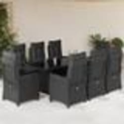 vidaXL Ensemble à manger de jardin 9pcs coussins noir résine tressée