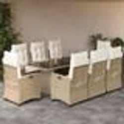 vidaXL Ensemble à manger de jardin et coussins 9 pcs beige Poly rotin