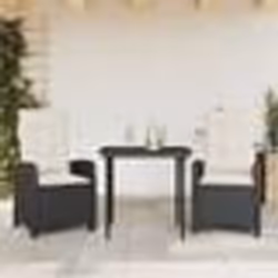 vidaXL Ensemble à manger de jardin avec coussins 3 pcs Noir