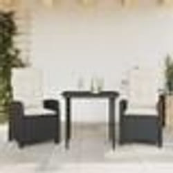 vidaXL Ensemble à manger de jardin avec coussins 3 pcs Noir