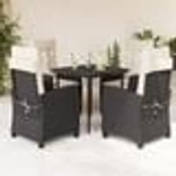 vidaXL Ensemble à manger de jardin coussins 5pcs Noir Résine tressée