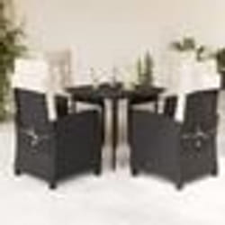 vidaXL Ensemble à manger de jardin coussins 5pcs Noir Résine tressée