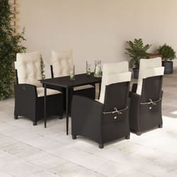 Ensemble à manger de jardin coussins 5pcs Noir Résine tressée Vidaxl