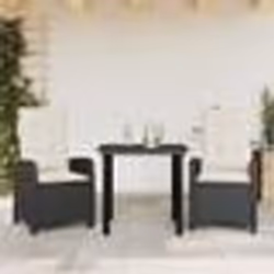 vidaXL Ensemble à manger de jardin avec coussins 3 pcs Noir