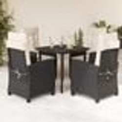 vidaXL Ensemble à manger de jardin coussins 5pcs Noir Résine tressée